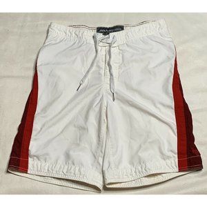 Men's Abercrombie & Fitch Swim Board Shorts White‎ with Red Trim Waist 32